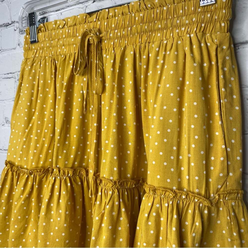 Lulus Call You Mine Mini Skirt Yellow Polka Dot small - Picture 6 of 10